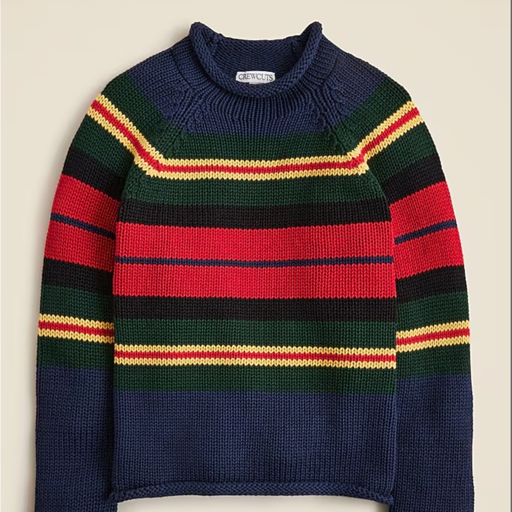 J. Crew Women's Crewneck Striped Crewneck Sweater - Navy, Red, Yellow, Green